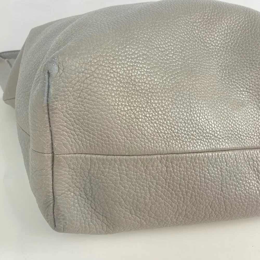 ELIZABETH AND JAMES Grey Pebbled Leather Teddy Hobo Shoulder Bag - $525.